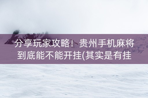 分享玩家攻略！贵州手机麻将到底能不能开挂(其实是有挂确实有挂)