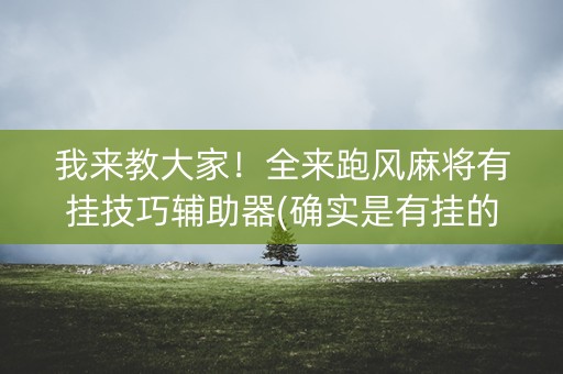 我来教大家！全来跑风麻将有挂技巧辅助器(确实是有挂的)
