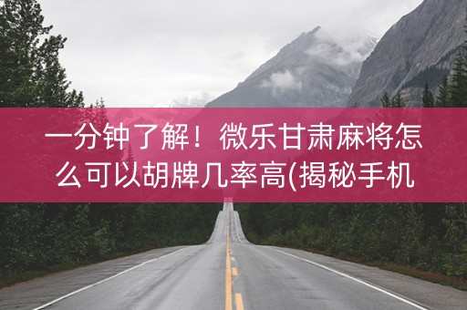 一分钟了解！微乐甘肃麻将怎么可以胡牌几率高(揭秘手机上提高赢的概率)
