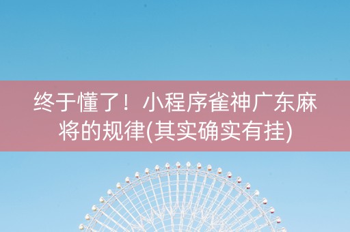 终于懂了！小程序雀神广东麻将的规律(其实确实有挂)