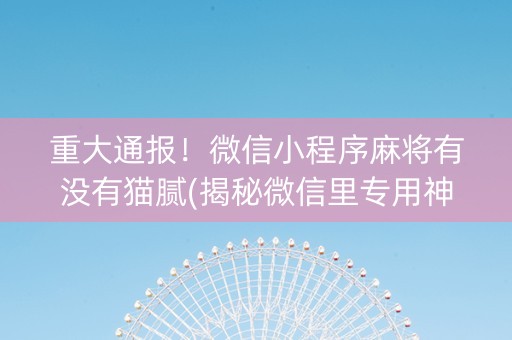 重大通报！微信小程序麻将有没有猫腻(揭秘微信里专用神器)