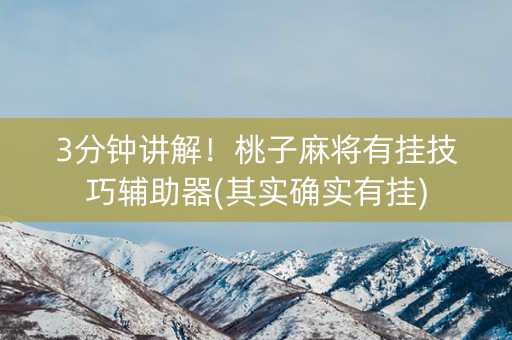 3分钟讲解！桃子麻将有挂技巧辅助器(其实确实有挂)