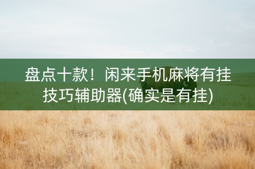 盘点十款！闲来手机麻将有挂技巧辅助器(确实是有挂)