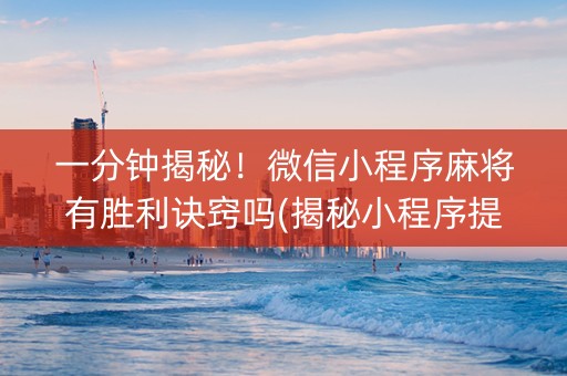 一分钟揭秘！微信小程序麻将有胜利诀窍吗(揭秘小程序提高胜率)