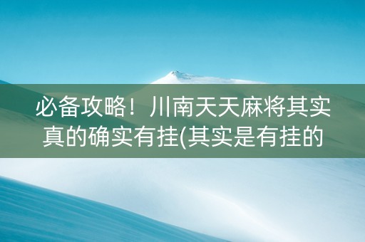 必备攻略！川南天天麻将其实真的确实有挂(其实是有挂的)