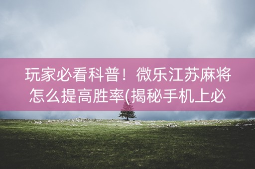 玩家必看科普！微乐江苏麻将怎么提高胜率(揭秘手机上必备神器)