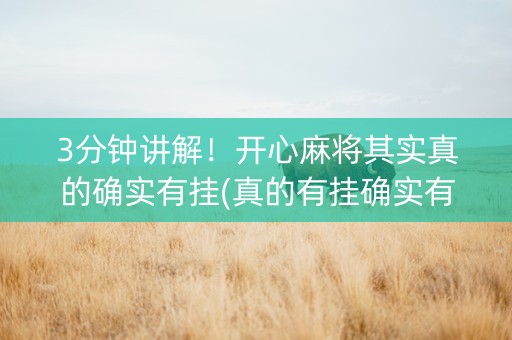 3分钟讲解！开心麻将其实真的确实有挂(真的有挂确实有挂)