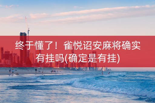 终于懂了！雀悦诏安麻将确实有挂吗(确定是有挂)