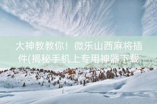 大神教教你！微乐山西麻将插件(揭秘手机上专用神器下载)