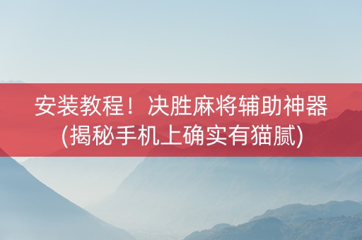 安装教程！决胜麻将辅助神器(揭秘手机上确实有猫腻)