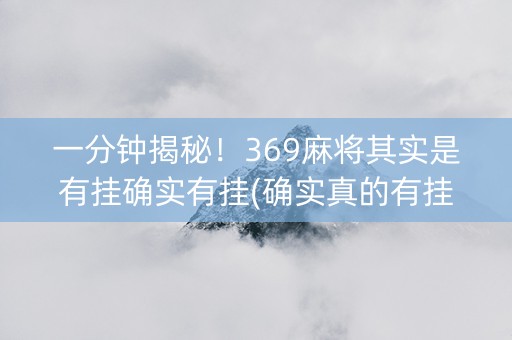 一分钟揭秘！369麻将其实是有挂确实有挂(确实真的有挂)