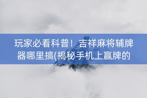 玩家必看科普！吉祥麻将辅牌器哪里搞(揭秘手机上赢牌的技巧)