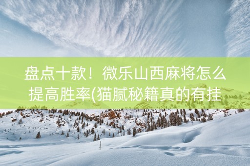 盘点十款！微乐山西麻将怎么提高胜率(猫腻秘籍真的有挂)