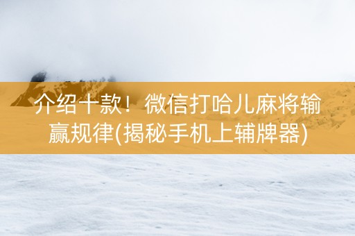 介绍十款！微信打哈儿麻将输赢规律(揭秘手机上辅牌器)