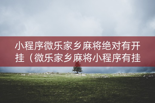 小程序微乐家乡麻将绝对有开挂（微乐家乡麻将小程序有挂吗）