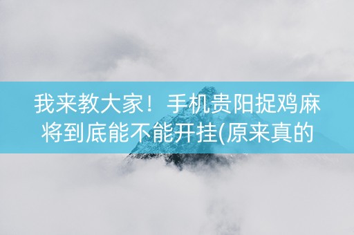 我来教大家！手机贵阳捉鸡麻将到底能不能开挂(原来真的有挂)