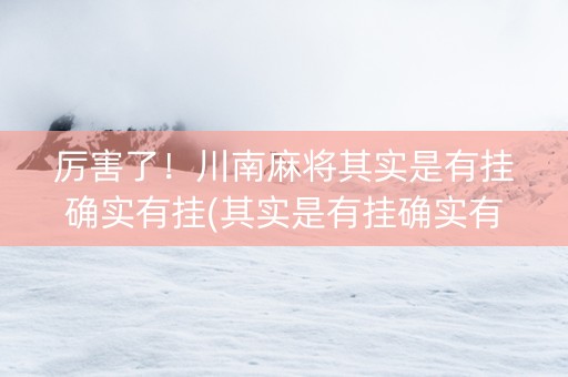 厉害了！川南麻将其实是有挂确实有挂(其实是有挂确实有挂)