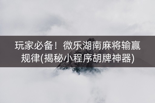 玩家必备！微乐湖南麻将输赢规律(揭秘小程序胡牌神器)