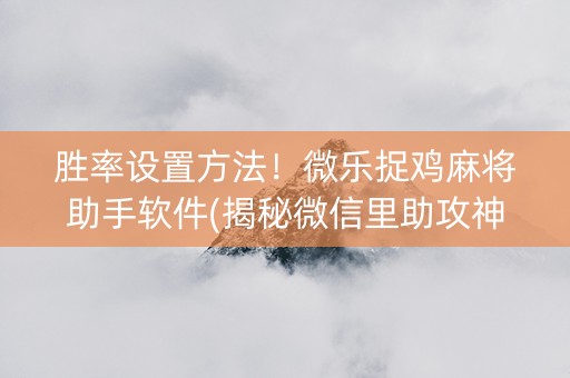 胜率设置方法！微乐捉鸡麻将助手软件(揭秘微信里助攻神器)