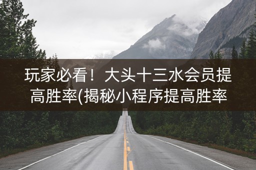 玩家必看！大头十三水会员提高胜率(揭秘小程序提高胜率)