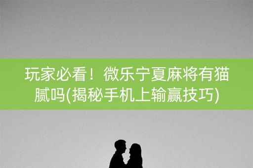 玩家必看！微乐宁夏麻将有猫腻吗(揭秘手机上输赢技巧)