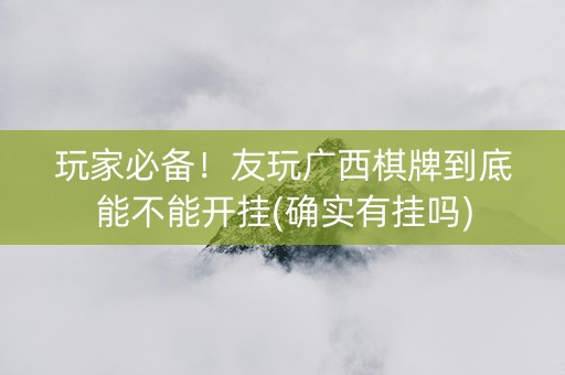玩家必备！友玩广西棋牌到底能不能开挂(确实有挂吗)