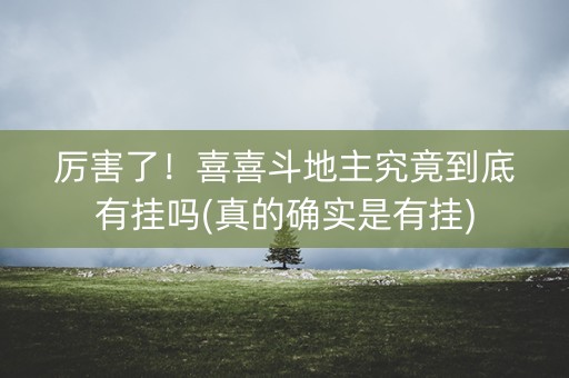 厉害了！喜喜斗地主究竟到底有挂吗(真的确实是有挂)