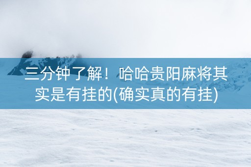 三分钟了解！哈哈贵阳麻将其实是有挂的(确实真的有挂)