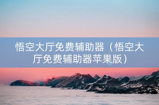 悟空大厅免费辅助器（悟空大厅免费辅助器苹果版）