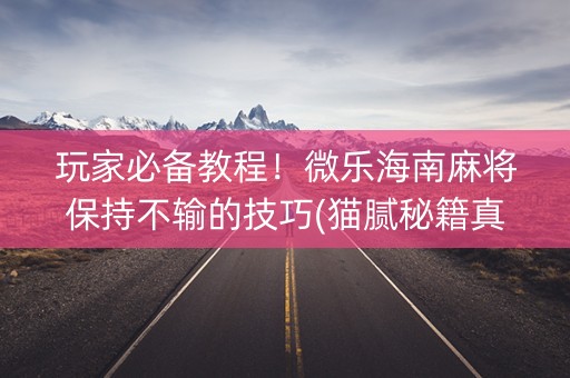 玩家必备教程！微乐海南麻将保持不输的技巧(猫腻秘籍真的有挂)