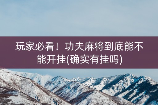 玩家必看！功夫麻将到底能不能开挂(确实有挂吗)