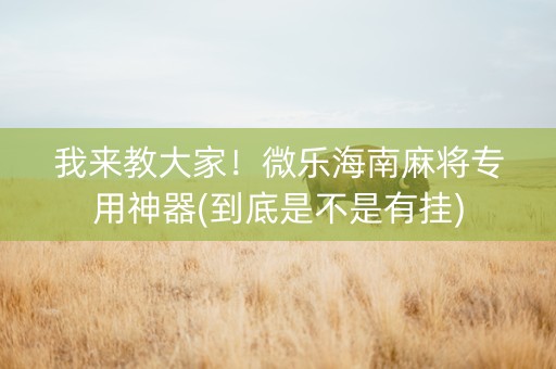 我来教大家！微乐海南麻将专用神器(到底是不是有挂)