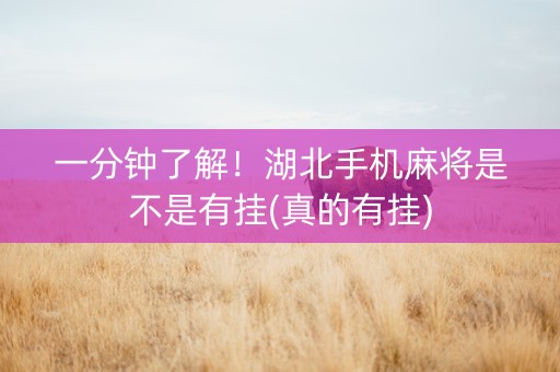 一分钟了解！湖北手机麻将是不是有挂(真的有挂)