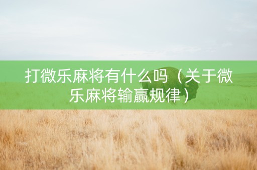 打微乐麻将有什么吗（关于微乐麻将输赢规律）