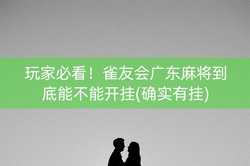 玩家必看！雀友会广东麻将到底能不能开挂(确实有挂)