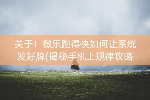 关于！微乐跑得快如何让系统发好牌(揭秘手机上规律攻略)