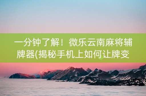 一分钟了解！微乐云南麻将辅牌器(揭秘手机上如何让牌变好)