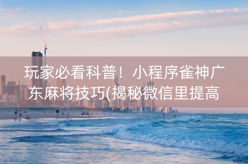 玩家必看科普！小程序雀神广东麻将技巧(揭秘微信里提高赢的概率)