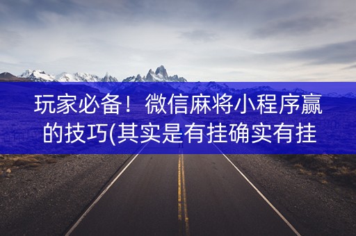 玩家必备！微信麻将小程序赢的技巧(其实是有挂确实有挂)