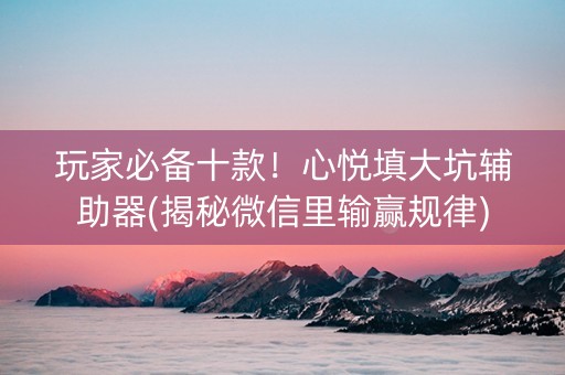 玩家必备十款！心悦填大坑辅助器(揭秘微信里输赢规律)