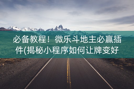 必备教程！微乐斗地主必赢插件(揭秘小程序如何让牌变好)