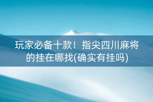 玩家必备十款！指尖四川麻将的挂在哪找(确实有挂吗)