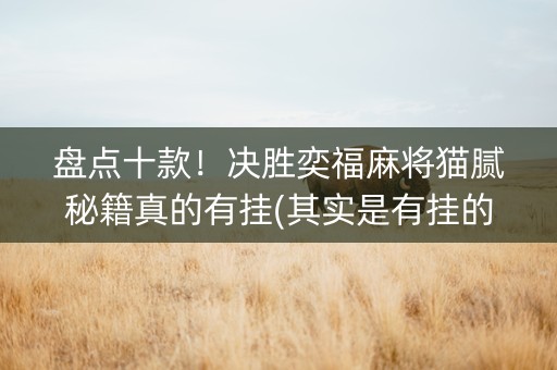 盘点十款！决胜奕福麻将猫腻秘籍真的有挂(其实是有挂的)