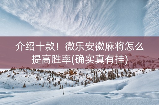 介绍十款！微乐安徽麻将怎么提高胜率(确实真有挂)