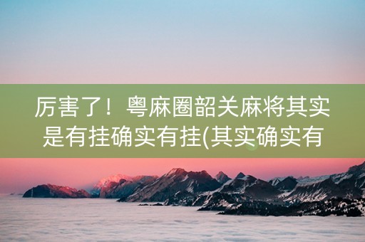 厉害了！粤麻圈韶关麻将其实是有挂确实有挂(其实确实有挂)