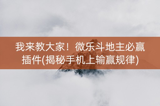 我来教大家！微乐斗地主必赢插件(揭秘手机上输赢规律)
