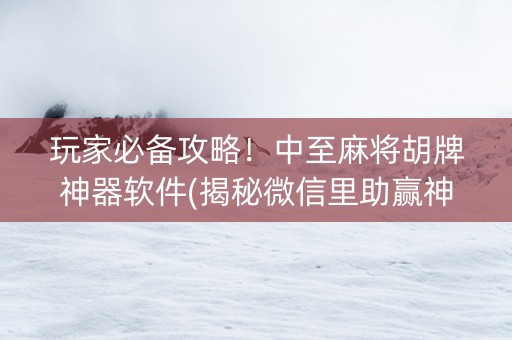 玩家必备攻略！中至麻将胡牌神器软件(揭秘微信里助赢神器购买)