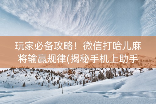 玩家必备攻略！微信打哈儿麻将输赢规律(揭秘手机上助手软件)