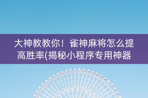 大神教教你！雀神麻将怎么提高胜率(揭秘小程序专用神器下载)