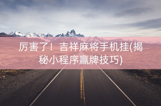 厉害了！吉祥麻将手机挂(揭秘小程序赢牌技巧)